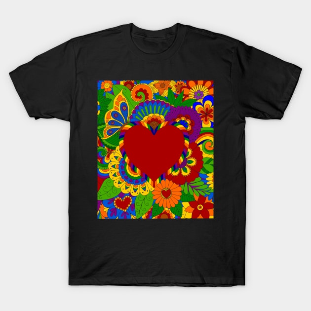 Rainbow Love and Flowers T-Shirt by AlondraHanley